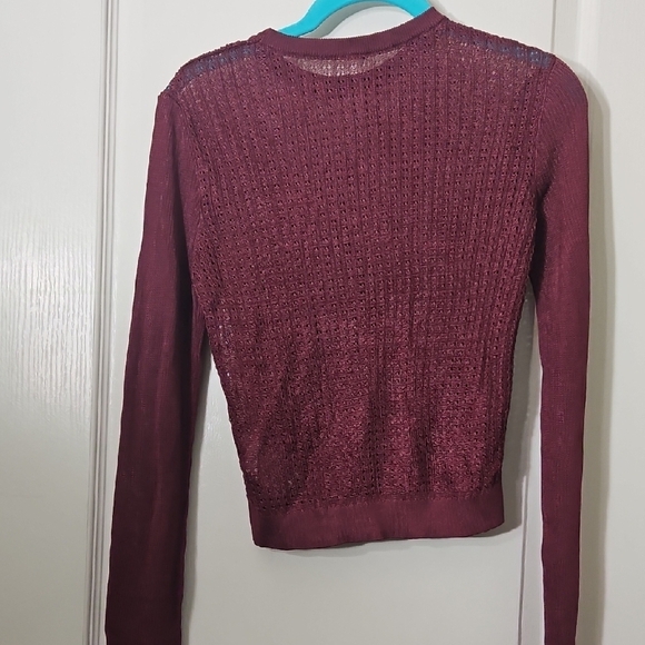 Free People Xs Burgundy Long Sleeve Knit Sweater - Picture 4 of 4